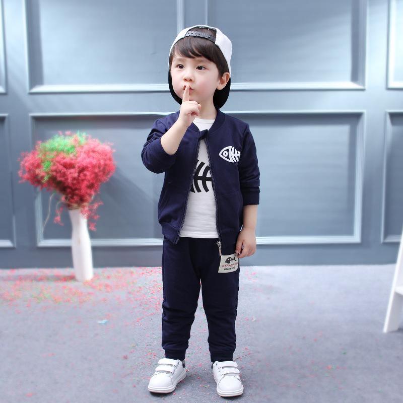 ezy2find baby clothing Fish Navy / 80cm Three-piece baby and children long sleeve