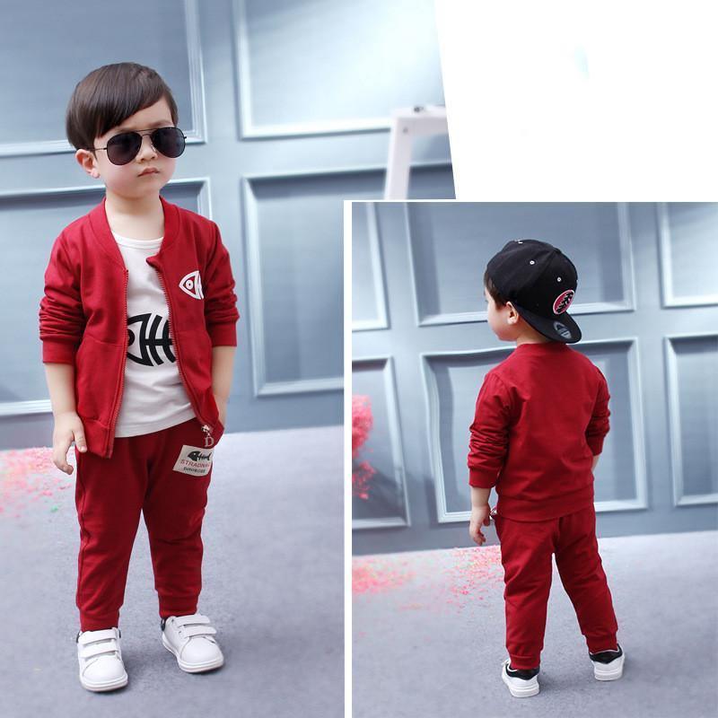 ezy2find baby clothing Fish red / 80cm Three-piece baby and children long sleeve