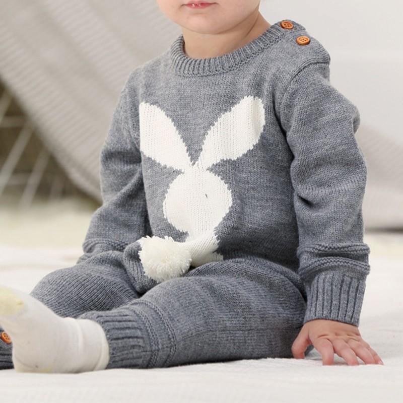 ezy2find baby clothing Grey / 80cm Rabbit knit jumpsuit