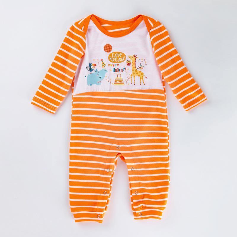 ezy2find baby clothing Orange / 66 Spring and autumn new baby cotton striped jumpsuit