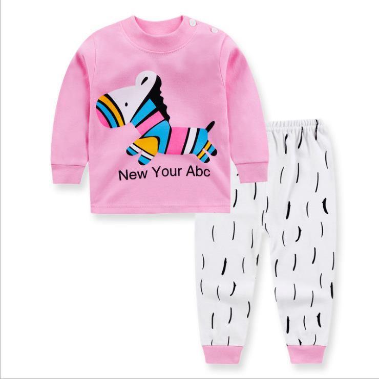 ezy2find baby clothing Pink Zebra / 100cm Children's clothing spring and autumn style Korean children's underwear set shoulder buckle cotton autumn clothes long pants