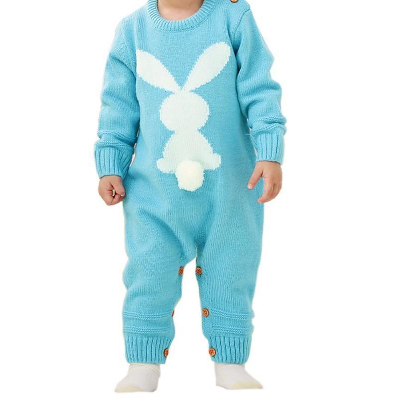 ezy2find baby clothing Sky blue / 90cm Rabbit knit jumpsuit