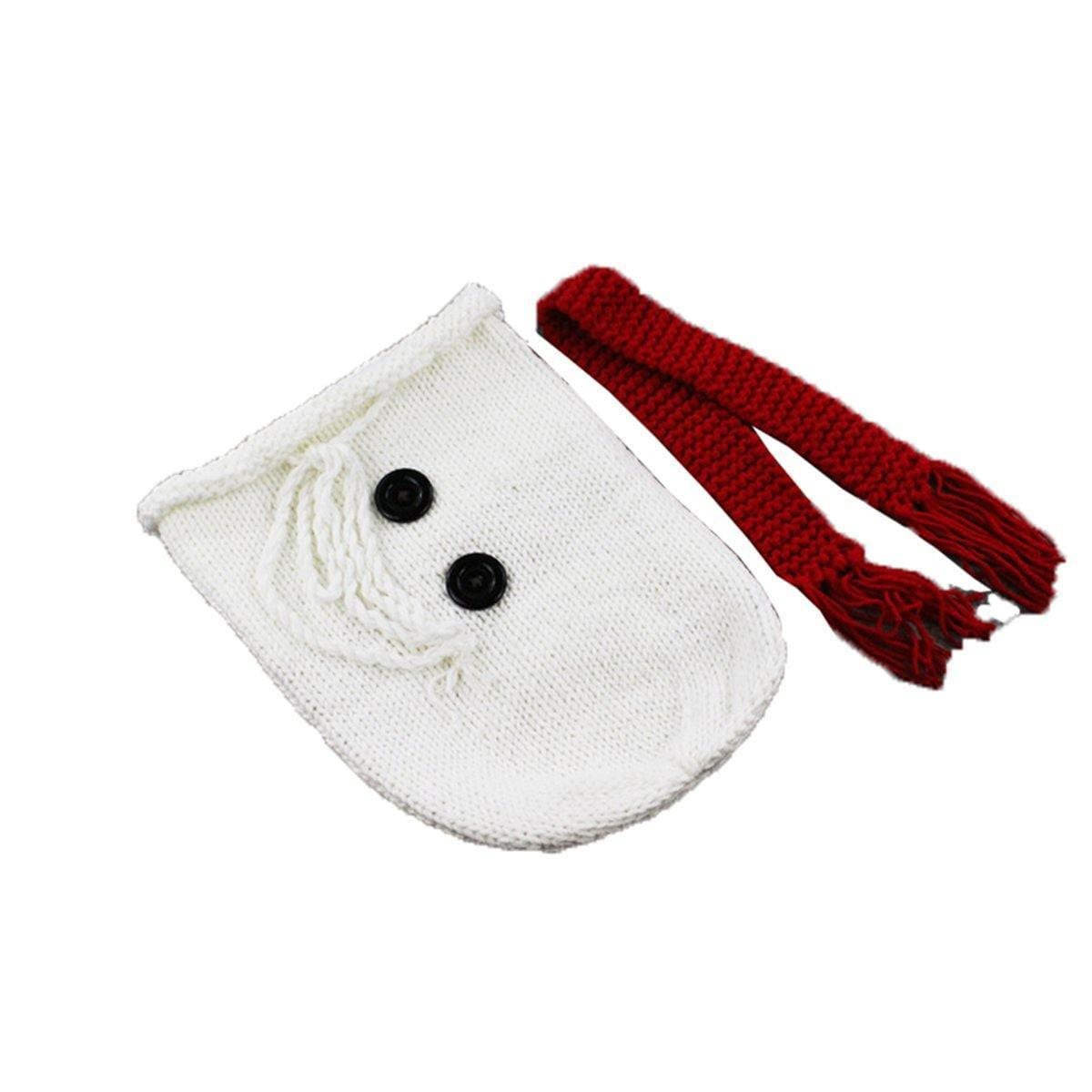 ezy2find baby clothing White Newborn Baby Crochet Knit Costume Photography Photo Prop Snowman Hat Cap Set Christmas Gift
