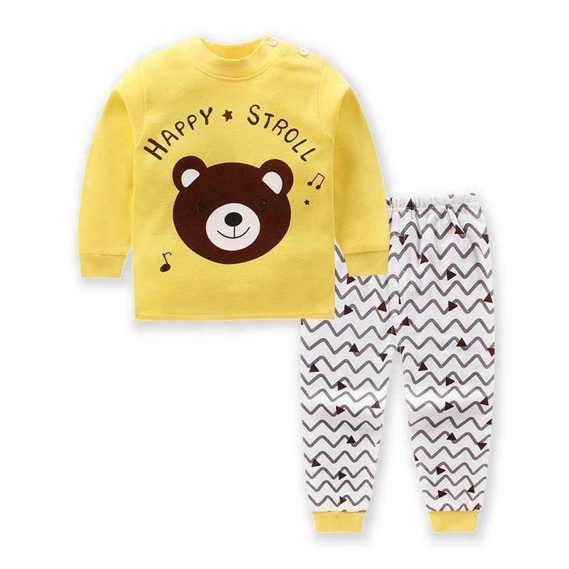 ezy2find baby clothing Yellow bear / 120cm Children's clothing spring and autumn style Korean children's underwear set shoulder buckle cotton autumn clothes long pants