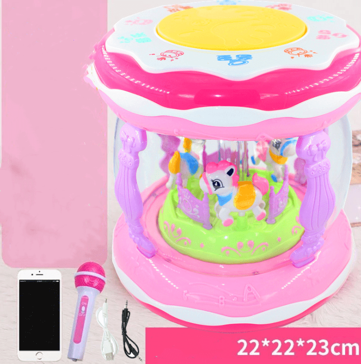 ezy2find Baby hand beat, drum, microphone, Pink Baby hand beat, drum, microphone, music, music, music, drum and drum for children's early education toys