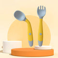 ezy2find Baby spoon set Yellow Silicone Spoon for Baby Utensils Set Auxiliary Food Toddler Learn To Eat Training Bendable Soft Fork Infant Children Tableware