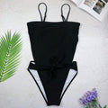 ezy2find bathers Black / L Pure Color Sexy European And American Bikini Beach Vacation Swimsuit