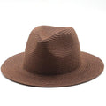 ezy2find beach hat 04Coffee / M Large-Brimmed Straw Hat Men'S And Women'S Beach Jazz Hats