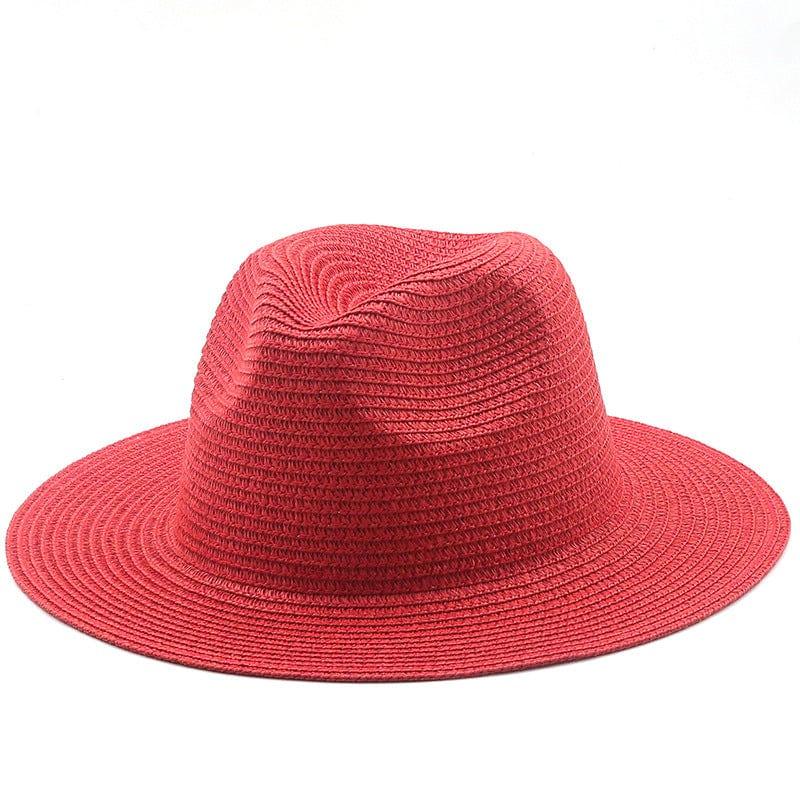 ezy2find beach hat 06Red / M Large-Brimmed Straw Hat Men'S And Women'S Beach Jazz Hats