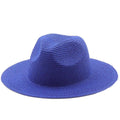 ezy2find beach hat 08Royal Blue / M Large-Brimmed Straw Hat Men'S And Women'S Beach Jazz Hats