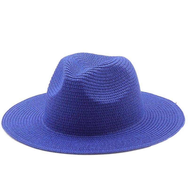 ezy2find beach hat 08Royal Blue / M Large-Brimmed Straw Hat Men'S And Women'S Beach Jazz Hats