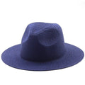 ezy2find beach hat 09Navy / M Large-Brimmed Straw Hat Men'S And Women'S Beach Jazz Hats