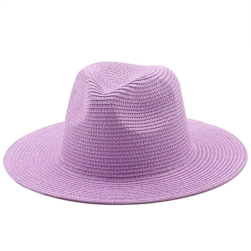 ezy2find beach hat 17taro purple / M Large-Brimmed Straw Hat Men'S And Women'S Beach Jazz Hats