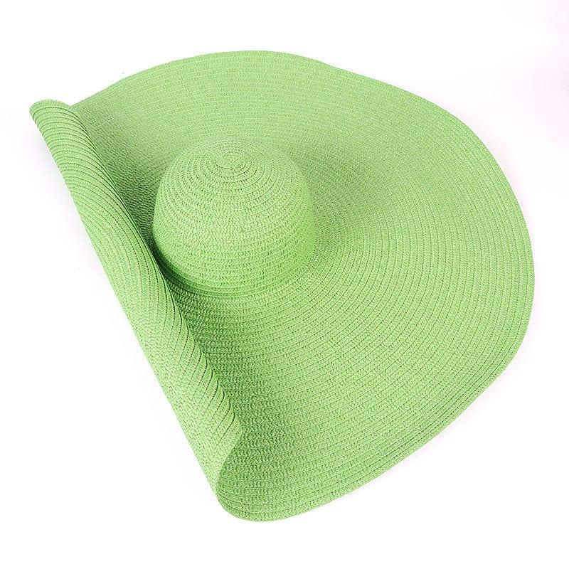ezy2find beach hat Green 25CM Wide Brim Oversized Beach Hats For Women Large Straw Hat UV Protection