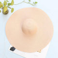 ezy2find beach hat Pink 25CM Wide Brim Oversized Beach Hats For Women Large Straw Hat UV Protection