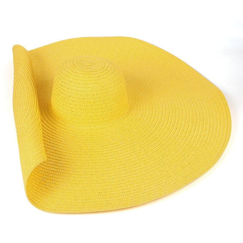 ezy2find beach hat Yellow 25CM Wide Brim Oversized Beach Hats For Women Large Straw Hat UV Protection