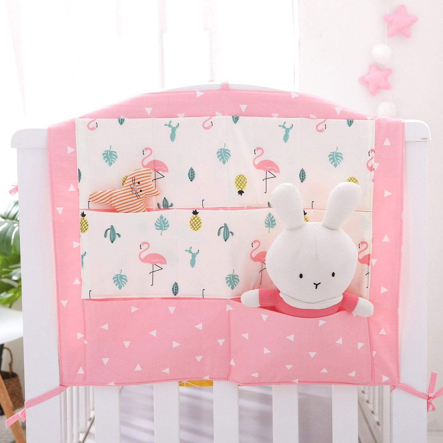 ezy2find Bedroom Child Gift Light pink Baby Crib Bedside Hanging Multifunction  Storage Bag