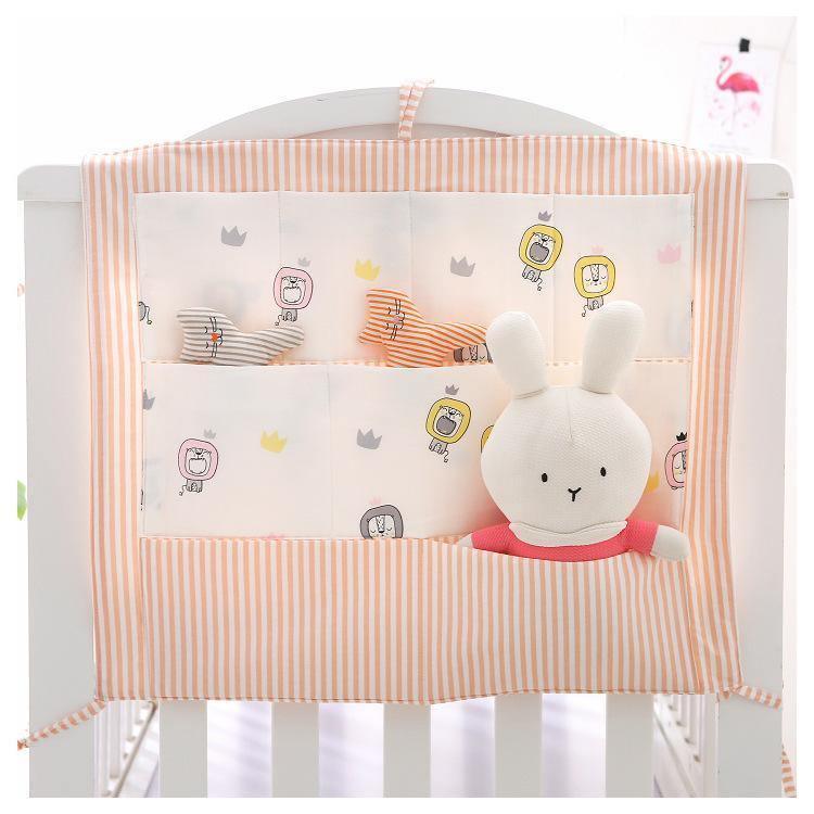 ezy2find Bedroom Child Gift Orange pink Baby Crib Bedside Hanging Multifunction  Storage Bag