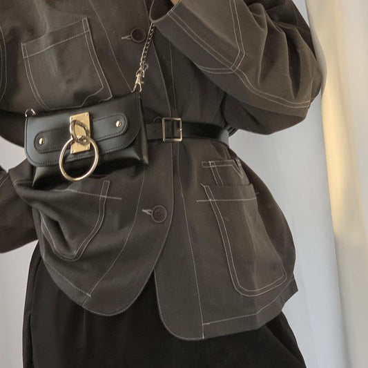 ezy2find belt bag Black Women's Fashion belt waist bag
