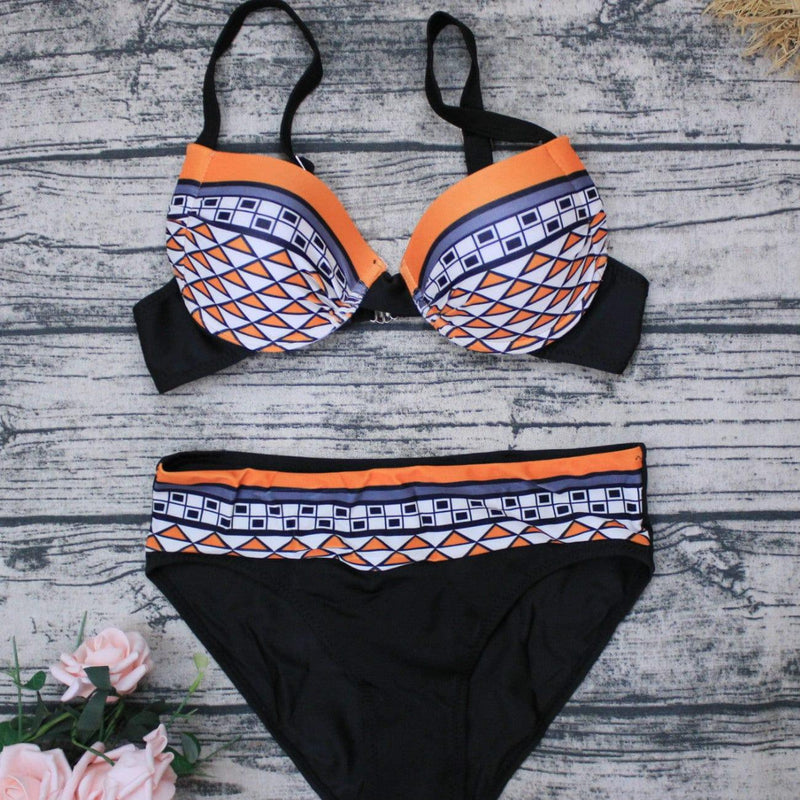 ezy2find bikini Orange / S Vintage printed swimsuit