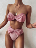 ezy2find bikini Pink / L Split bright silk bikini