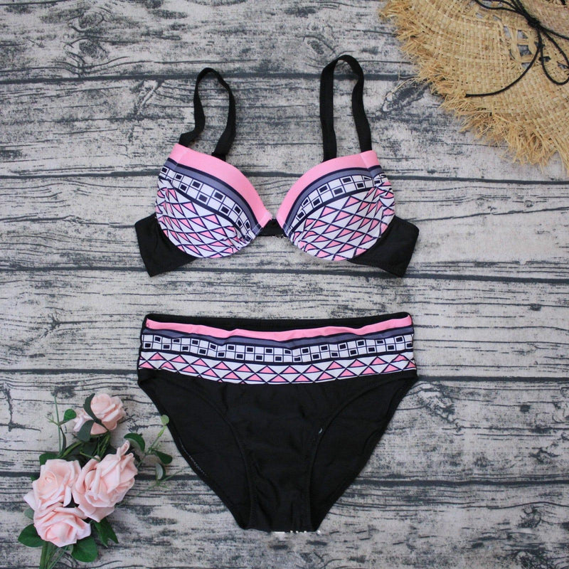 ezy2find bikini Pink / XXL Vintage printed swimsuit