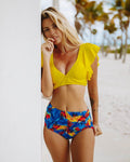 ezy2find bikini Yellow / M Printed split hard bikini