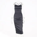 ezy2find Black / L Dulzura neon satin lace up 2022 summer women bodycon long midi dress sleeveless backless elegant party outfits sexy club clothes