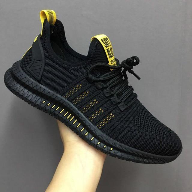 ezy2find black yellow / 8 Fashion Men Sneakers Mesh Casual Shoes Lac-up Mens Shoes Lightweight Vulcanize Shoes Walking Sneakers Zapatillas Hombre