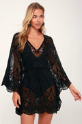 ezy2find Blouse And Hollow Bikini Black New Lace Swimsuit With Blouse And Hollow Bikini
