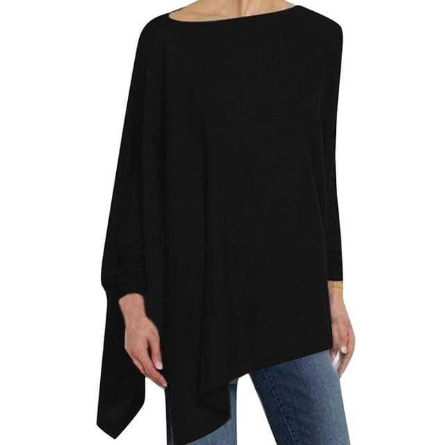 ezy2find blouse Black / S Women Causal Long Sleeve Cotton Blouse Spring Loose Irregular Shirt Female Solid Sweatshirt Female Tops Pullover