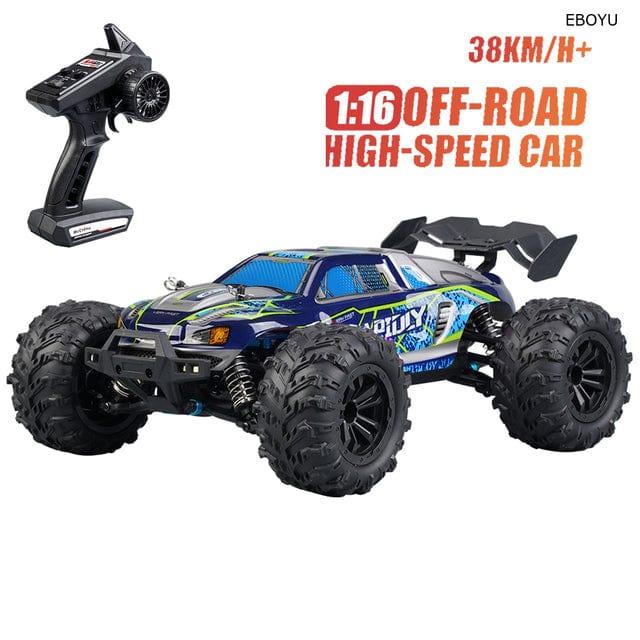 ezy2find Blue EBOYU 16101 RC Car 1:16 Full Scale 2.4GHz 4WD Waterproof High-Speed 38KM/H+ Off-road Remote Control RC Truck Hobby Toys for Kids