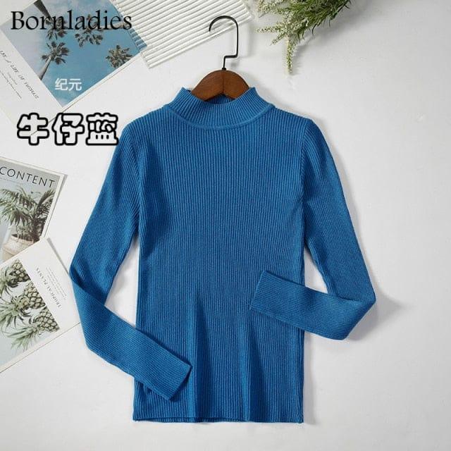 ezy2find Blue / One Size Bornladies Autumn Winter Basic Turtleneck Knitting Bottoming Warm Sweaters 2022 Women&
