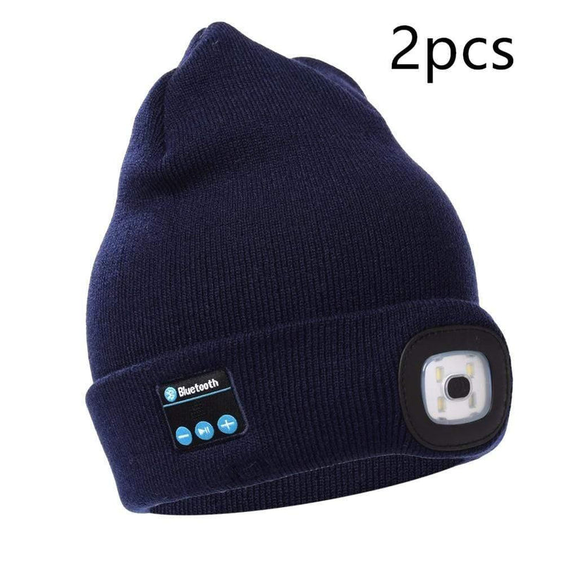 ezy2find blue tooth headset 2pcs Tibetan blue Bluetooth LED Hat Wireless Smart Cap Headset Headphone