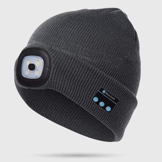 ezy2find blue tooth headset Dark Grey Bluetooth LED Hat Wireless Smart Cap Headset Headphone