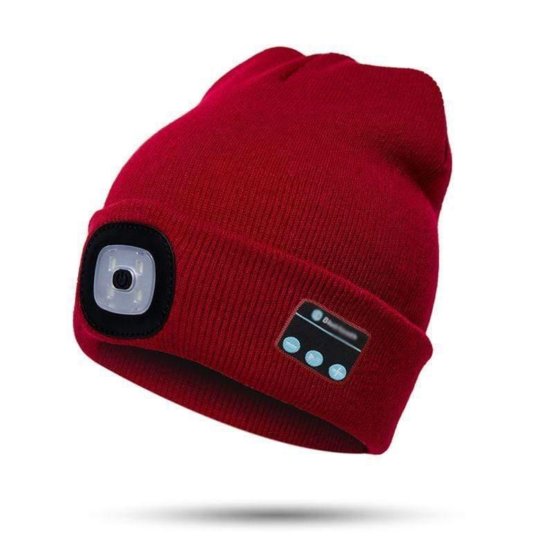 ezy2find blue tooth headset Red Bluetooth LED Hat Wireless Smart Cap Headset Headphone