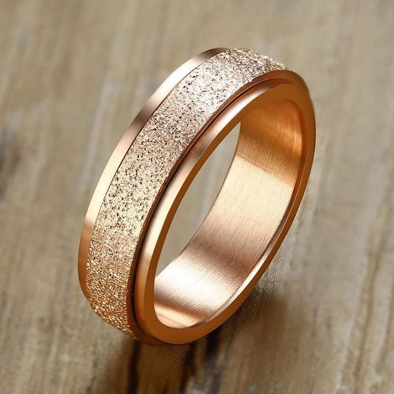 ezy2find bracelets Rose Gold / 8 Sandblasting Rotating Spinner Ring