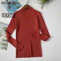 ezy2find Brick red / One Size Bornladies Autumn Winter Basic Turtleneck Knitting Bottoming Warm Sweaters 2022 Women&#39;s Pullovers Solid Minimalist Cheap Tops