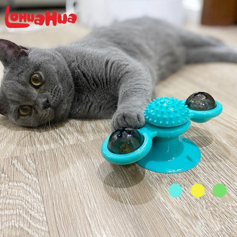 ezy2find cats Cat Windmill Toy Funny Massage Rotatable Cat Toys With Catnip LED Ball Teeth Cleaning Pet Products for Dropshipping