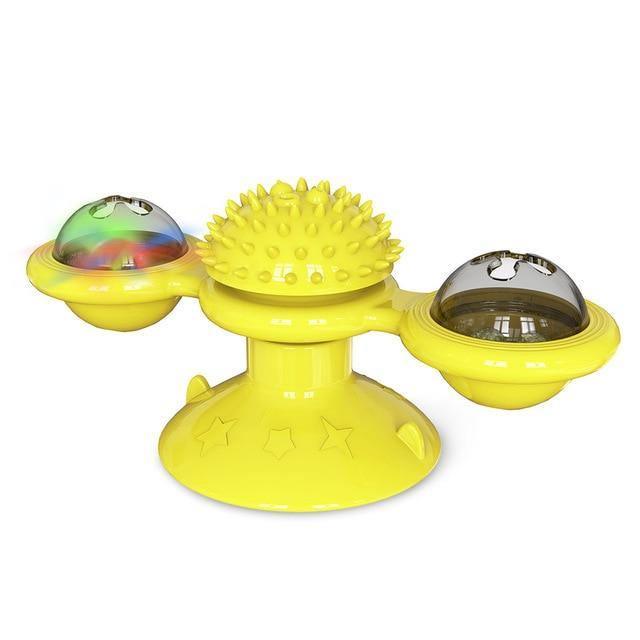 ezy2find cats Yellow / Without Box Cat Windmill Toy Funny Massage Rotatable Cat Toys With Catnip LED Ball Teeth Cleaning Pet Products for Dropshipping