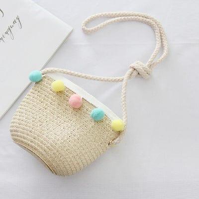 ezy2find children's beach hats Beige / Package Summer Children'S Bags, Hats, Female Decoration, Small Colored Balls, Sunscreen, Lace, Beach Hats, Breathable Sandals