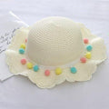 ezy2find children's beach hats White / hat Summer Children'S Bags, Hats, Female Decoration, Small Colored Balls, Sunscreen, Lace, Beach Hats, Breathable Sandals