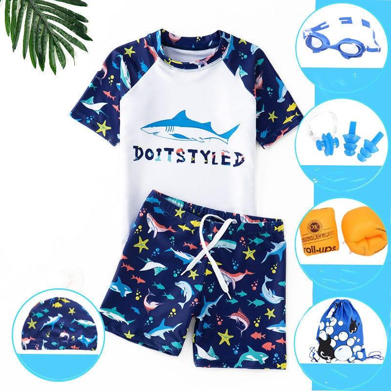 ezy2find children's swimwear Blue 6 piece set / XXL Split swimsuit for children
