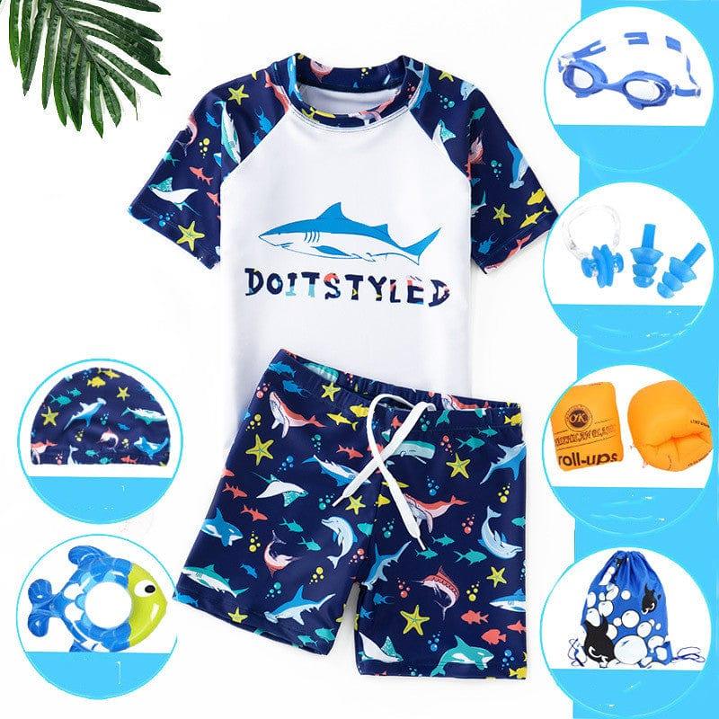ezy2find children's swimwear Blue7 piece set / L Split swimsuit for children