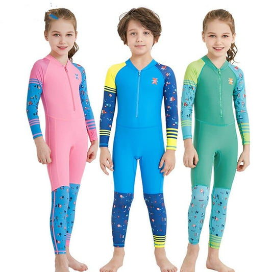 ezy2find children's swimwear Children's quick-drying diving suit girls boys conjoined long-sleeved snorkeling suit swimwear size children's swimwear sunscreen swimsuit