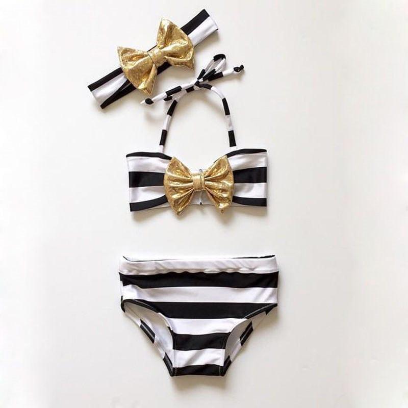 ezy2find children's swimwear Photo Color / 110cm Baby girl striped bow bikini beachwear