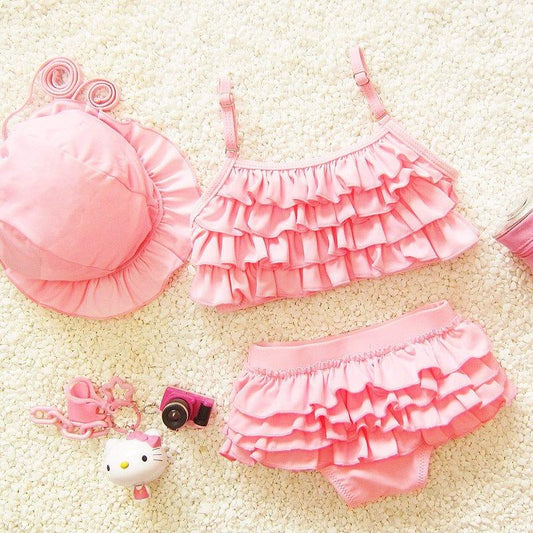 ezy2find children's swimwear Pink / XXXXL Children's swimsuit, girls, girls swimsuit, baby bikini set, baby split, small, medium and large children with hat