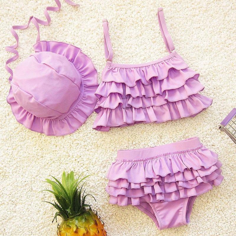 ezy2find children's swimwear Purple / XXL Children's swimsuit, girls, girls swimsuit, baby bikini set, baby split, small, medium and large children with hat
