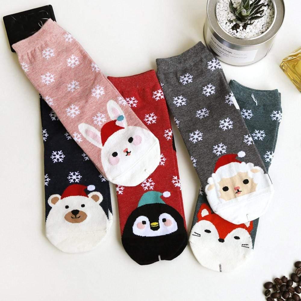 ezy2find Christmas socks Christmas Short Socks Women Girls Autumn Winter Cartoon Santa Claus Printing Casual Socks Cute Unisex Soft Cotton Socks (China)