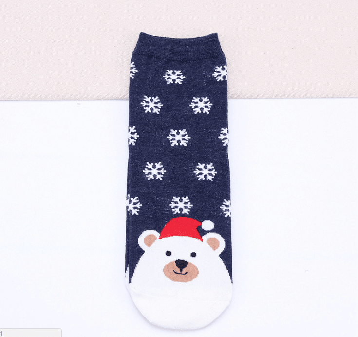 ezy2find Christmas socks Navy Christmas Short Socks Women Girls Autumn Winter Cartoon Santa Claus Printing Casual Socks Cute Unisex Soft Cotton Socks (China)